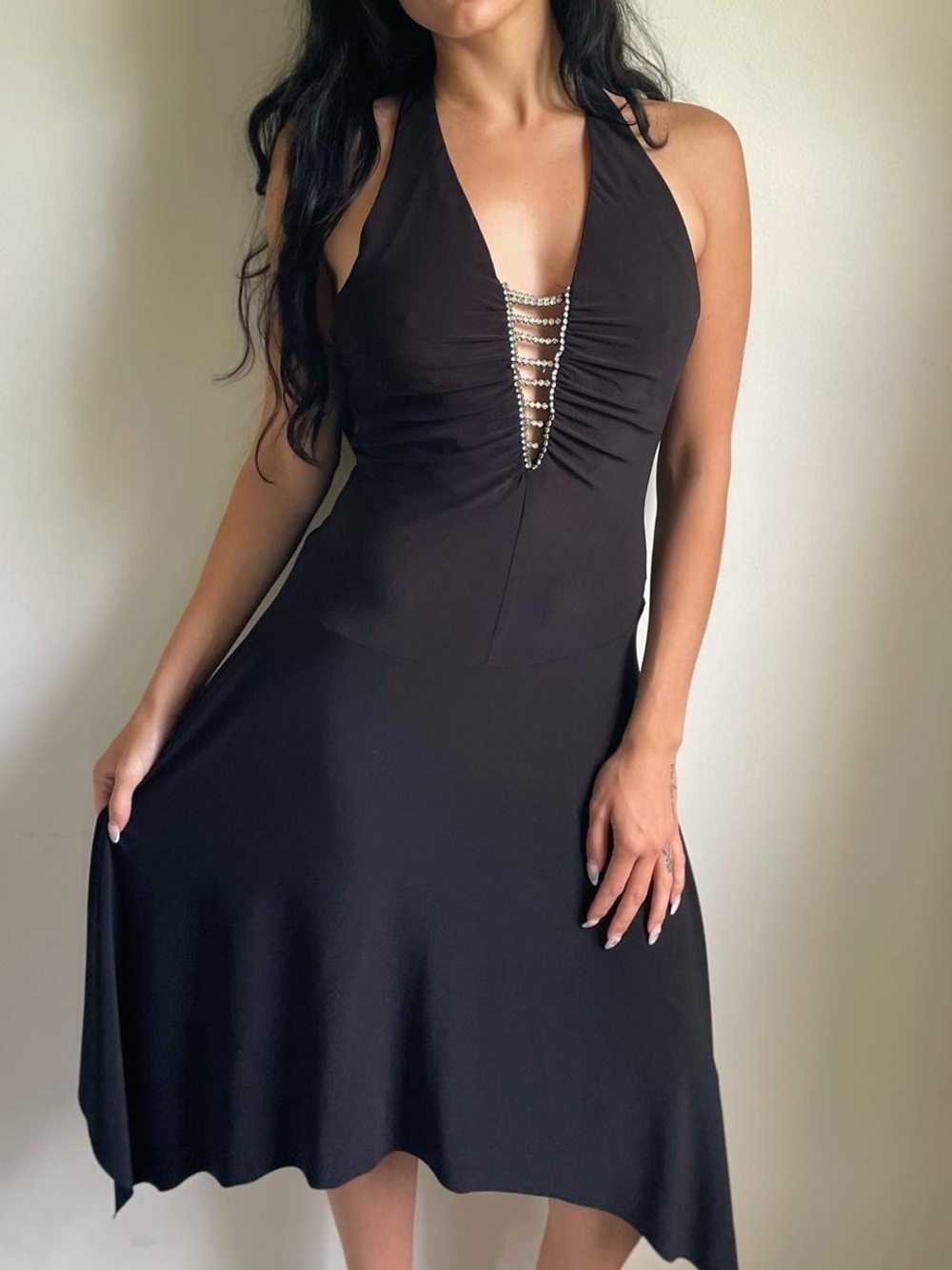 B. Smart Drop Waist Halter Midi Dress